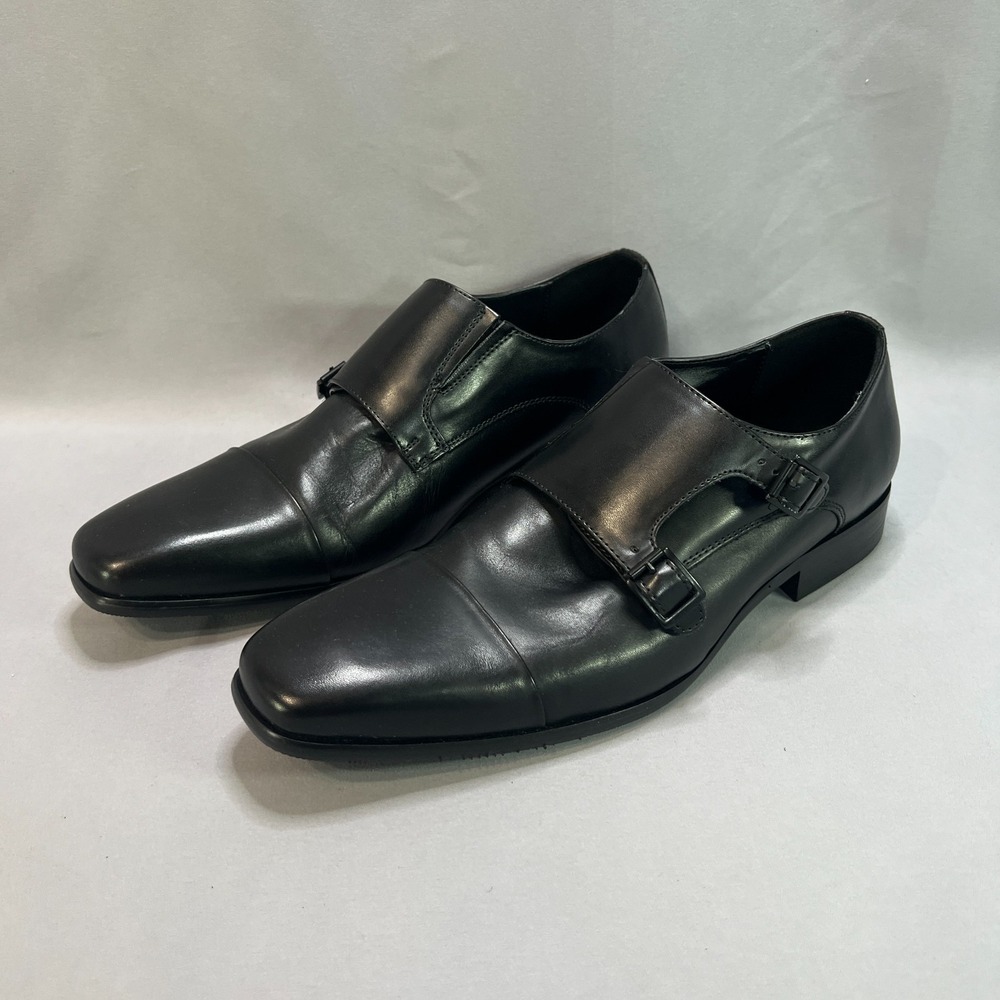 Kenneth Cole Charles Oxford Mens 11 Black Double Monk Strap Cap Toe Dress Shoes